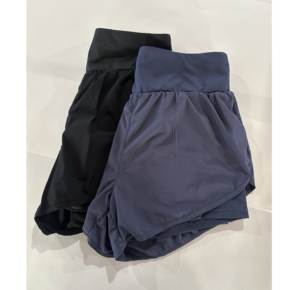 2-Cadmus Women's Athletic Shorts Black & Navy Blue Polyester Lightweight